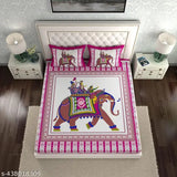 Multicolor 180TC cotton double bedsheet set, includes 2 matching pillow covers for a vibrant, cozy bedroom