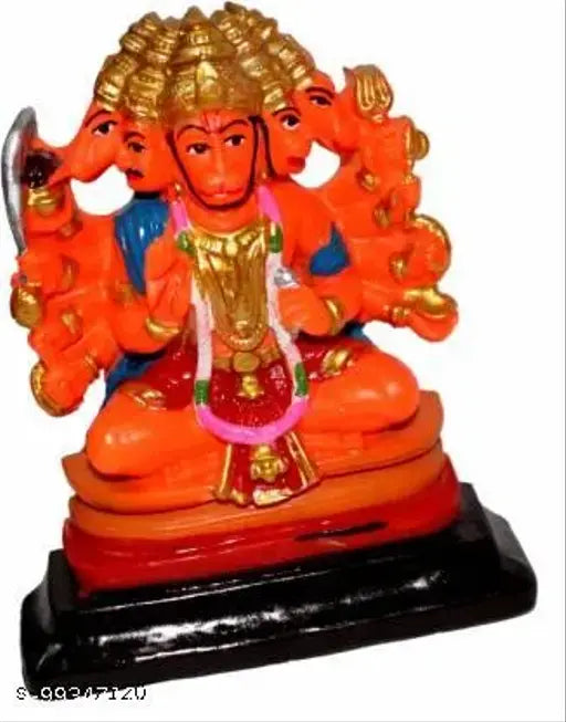 Red Marble Panchmukhi Hanuman statue by Geeta Enterprises, Indian decor showpiece