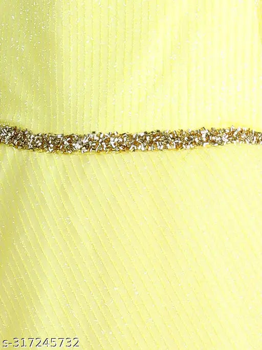Girl's long yellow party dress with silver sparkles