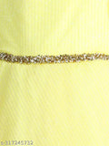 Girl's long yellow party dress with silver sparkles