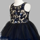 navy blue net sleeveless embellished party dress for girls aged 1-2 years and 9-10 years, originally from India