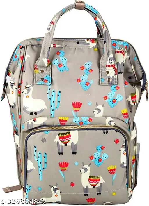 Large waterproof polyester diaper backpack, unisex design with ergonomic straps and multiple pockets, suitable for travel or work. Measures 41x23x36cm