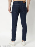 Dark blue high rise jeans, men's slim fit