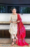 Fashionable red dupatta with matching kurta, embellished borders
