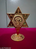 Golden Metal Murugan SARAVANA Star-shaped Vel - Elegant 3.5-inch representation of Lord Murugan's sacred symbol for protection and victory, perfect for pooja rooms, offices, or gifting. Crafted from durable metal with a radiant golden finish