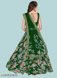 Women's net semi-stitched Lehenga Choli set, sky blue taffeta silk and net with embroidered zari work, ideal for festivals, free size