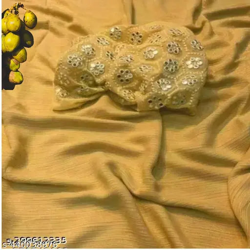 Gold, lace georgette fabric with embroidery detailing