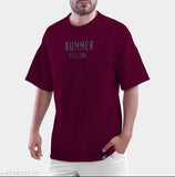 Purple polycotton men's typography round t-shirt, lightweight and soft with oversize fit, designed for comfort and style, made in India