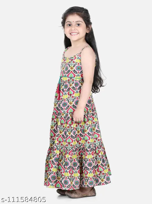 Cotton Jaipuri print ethnic dress-multi for kids aged 2-11, vibrant Indian fashion in various sizes