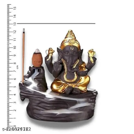 Polyresin Pink Ganesha Smoke Fountain Showpiece, reversible waterfall smoke effect, Indian artifact