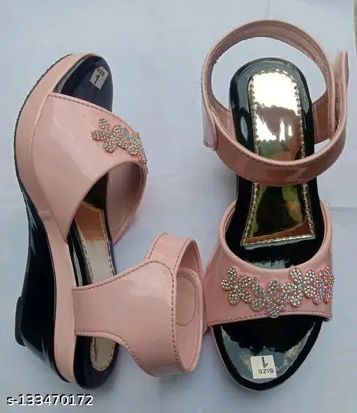 Pink satin flat sandals with embellishments