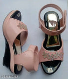 Pink satin flat sandals with embellishments