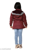 Maroon jacket with hood, zip closure