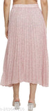 Pink flower print midi skirt