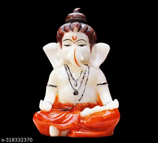 Meditating Lord Ganesha Idol (19H x 13L x 10W CM), modern polyresin showpiece for home decor, office, or gift. Elegant, handcrafted by local artisans, celebrates Indian tradition and culture