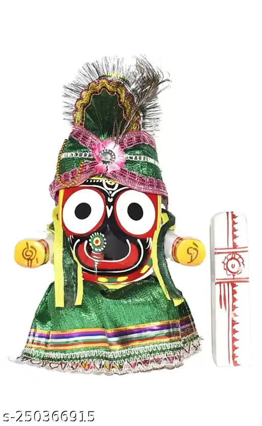 Handcrafted Swarna Fashion Lord Jagannath, Balaram, Subhadra Neem Wooden Idol (4 Inch, Multicolor) - Beautiful addition for home temples, offices, or religious places