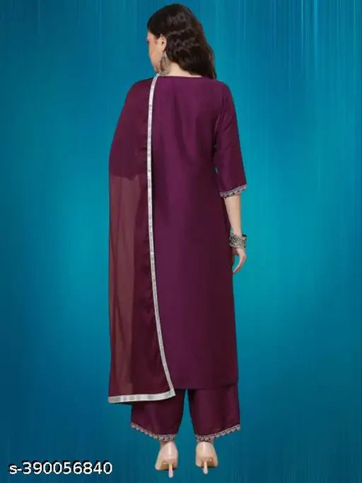 Embroidered cotton kurta set with palazzos, S-XXXL sizes, Indian origin