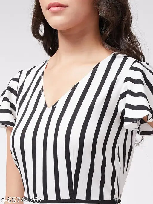 Monochromatic striped polyester jumpsuit for women, XS-XL sizes, India origin