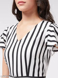 Monochromatic striped polyester jumpsuit for women, XS-XL sizes, India origin