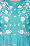 Teal floral embroidered kurta