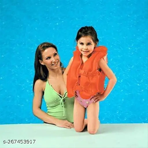 Multicolor swim vest with inflatable arm floaties, suitable for children aged 2 to 8 years old, designed for safety and buoyancy during swimming activities