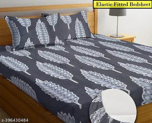 Glace cotton, king size double bedsheet with abstract print & 2 pillow covers, ideal for summer