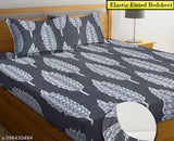 Glace cotton, king size double bedsheet with abstract print & 2 pillow covers, ideal for summer