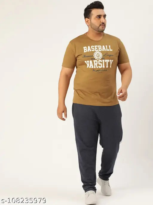 Men Plus Size Typography Printed Cotton T-shirt