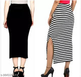 Solid polyester long side-cut skirt combo, two pieces in sizes 26, 28, 30. Indian fashion apparel