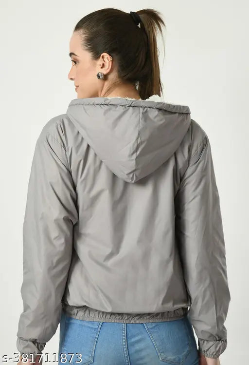 Grey polyester long sleeved shirt JAICET - solid color, men's size M (36in bust, 23in length)