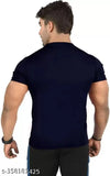 Pack of 4 solid polyester t-shirts in black, white, red, blue, green - round neck, short sleeves, various sizes available