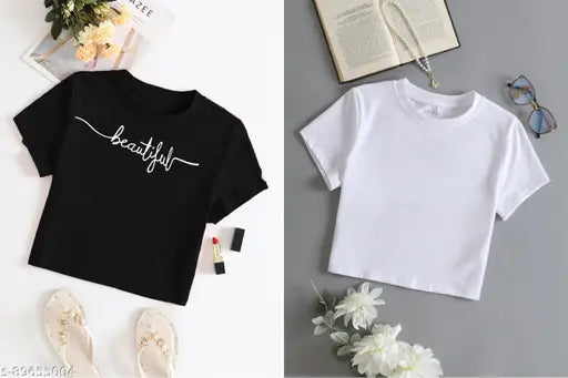 Istyle Can Women's half sleeve cotton 170 GSM crop tee pack of 2 - extra ordinary tie dye print, premium bio-washed and soft, perfect for casual outfits with jeans or leggings