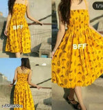 Sleeveless rayon print dress by Ootptaang brand - stylish women's party/casual wear in sizes S & M, India origin