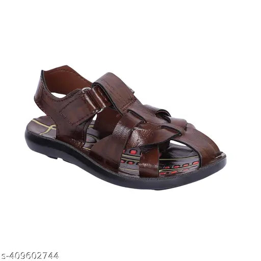 Brown leather strappy sandals for men
