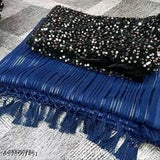 Blue sequined fringe saree, long and elegant party wear