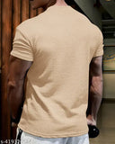 Cotton blend solid popcorn style men's shirt, short sleeves, M size (38in x 29in)