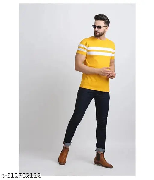 Casual men's striped cotton blend half sleeve t-shirt, short sleeves, S-XL sizes available