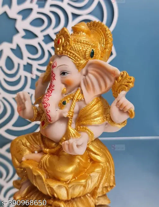 Golden Ganesh idol, eco-resin, Hindu God decor, bring prosperity and good luck at home