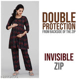 Rayon feeding maternity night suit for women and girls (top & bottom), printed net design, relaxing sleepwear, made in India