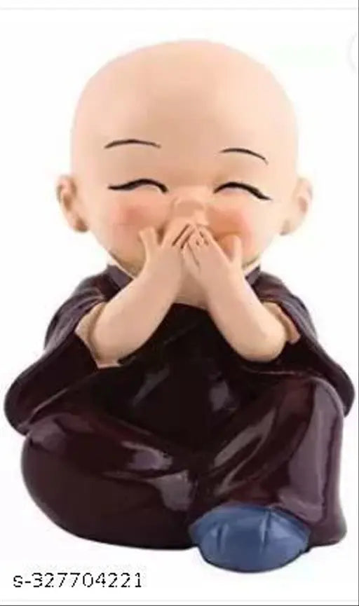 Resin figurines: 4 pic look monk set, beautiful baby monks from India, bringing good luck and adding a decorative touch to table tops (2 inch height, 1.5 inch width, 2 inch breadth)