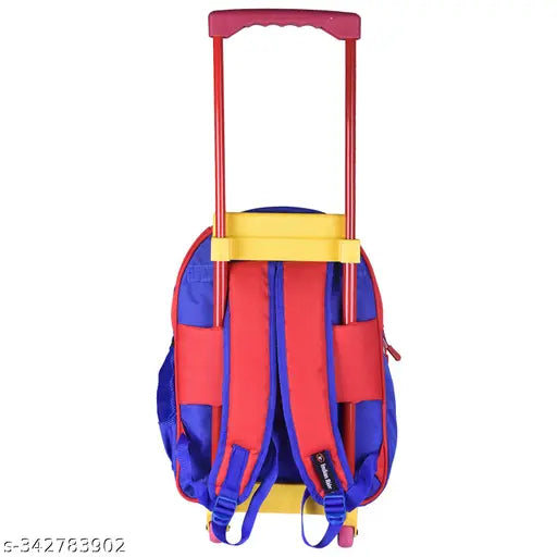 Multicolor polyester net kids' school & travel trolley bag (16in), waterproof, free size, Indian-made elephant design