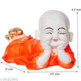 ArtofDot laughing Buddha statue, poly resin figurine for home decor, 6x4.5x3.5 inches, handcrafted in India