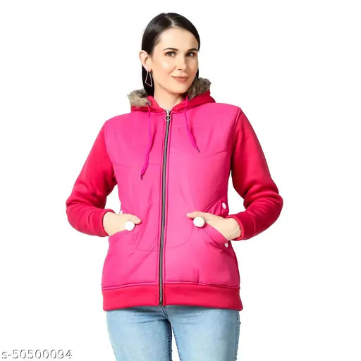 Wool solid-colored BLUSHH Collection women's hooded jacket, long sleeves, size M (bust 32in, length 27in), made in India