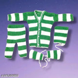 Woolen baby stripe winterwear set, 2 pieces for 0-3 months, Indian origin