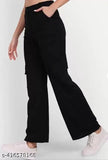 Relaxed fit cotton blend cargo pants for women, featuring 4 pockets with insert pockets
