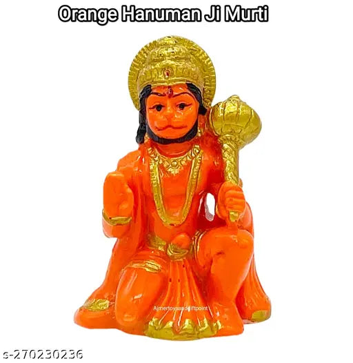 Small orange religious idol: Hanuman Balaji Bajrang Bali Sankat Mochak figure statue, 3 inches size for car dashboard or home office decor