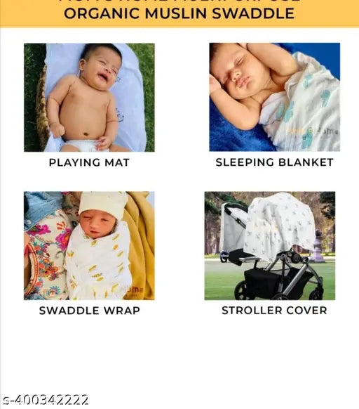 Organic muslin swaddle blanket, yellow, soft baby wrap, newborn sleep cover.