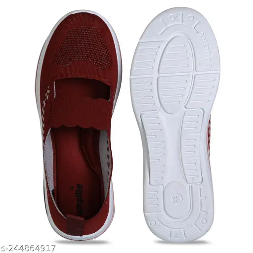 Maroon textile slip-on sneakers, lightweight & breathable for daily wear & home washable