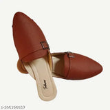 Tan PU Mojaris - Comfortable & fashionable women's mule shoes with side cross detail and woven design, perfect for formal or casual events