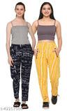 Yellow and black patterned women's regular fit pajamas